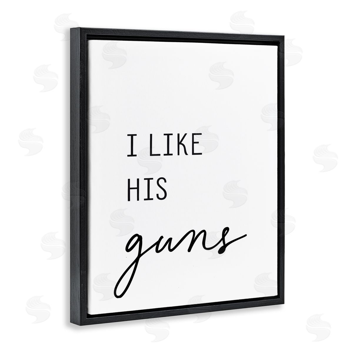 Lettered and Lined Like His Guns Black Floating Frame Canvas Wall Art Print