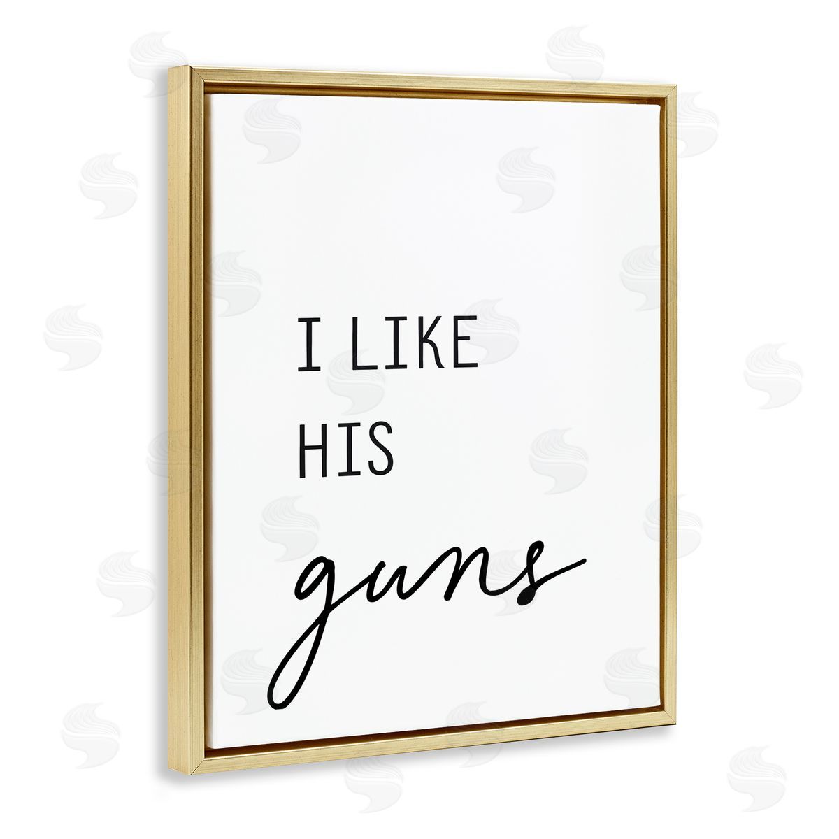 Lettered and Lined Like His Guns Gold Floating Frame Canvas Wall Art Print