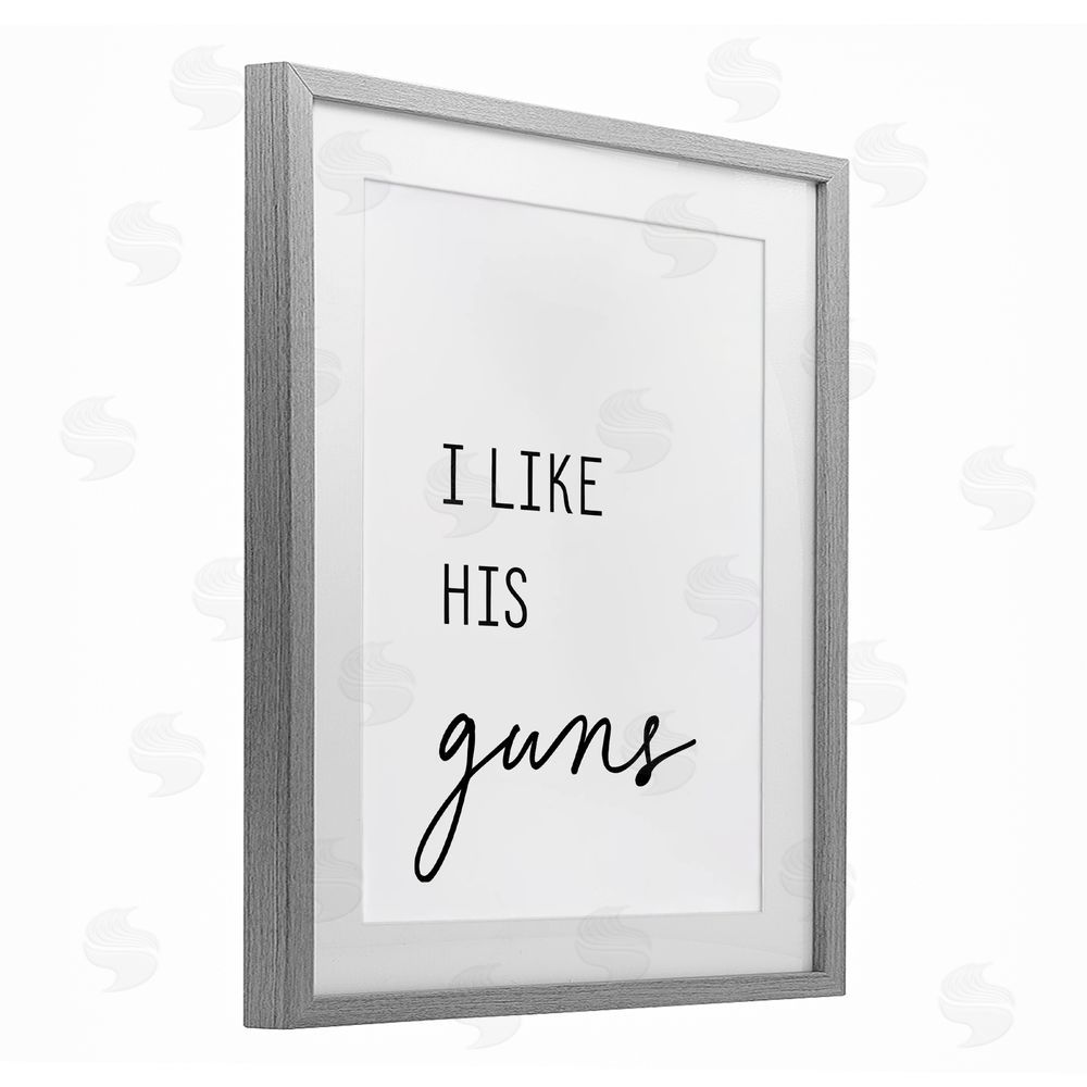 Lettered and Lined Like His Guns Gray Framed Print Under Glass Wall Art