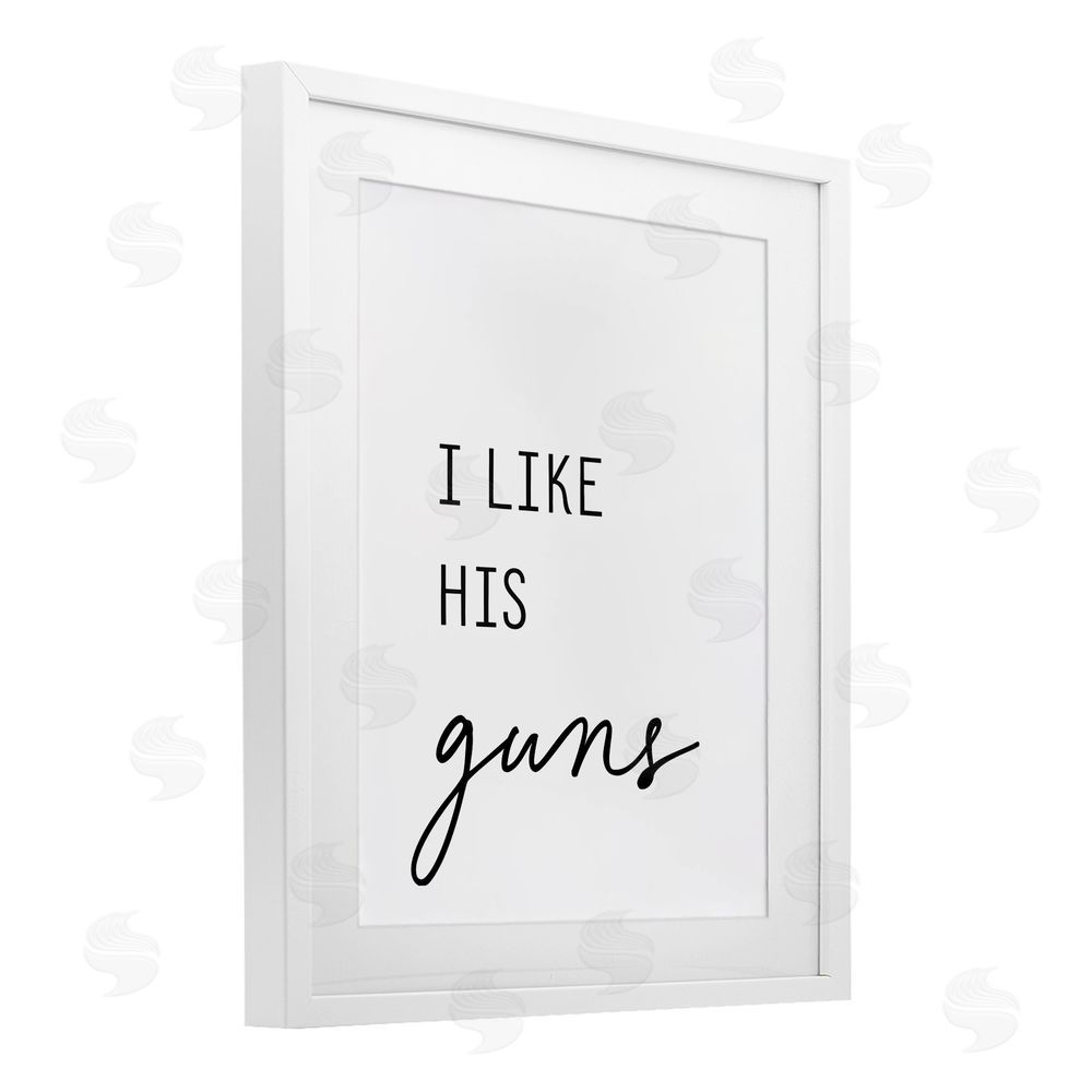 Lettered and Lined Like His Guns White Framed Print Under Glass Wall Art