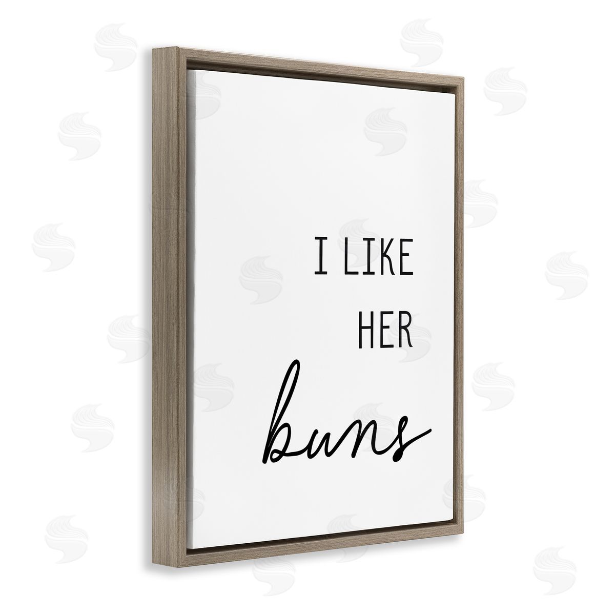 Lettered and Lined Like Her Buns Brown Floating Frame Canvas Wall Art Print