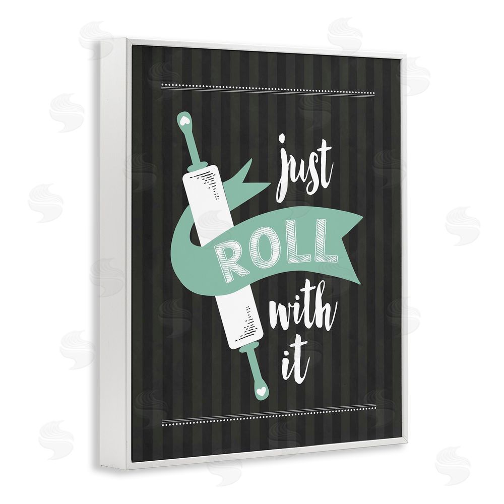 Lettered and Lined Roll With It Black & Green White Framed Giclee Print Wall Art