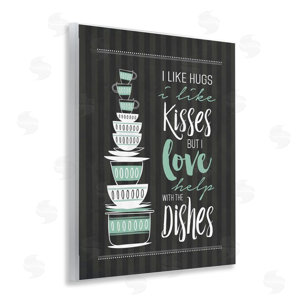 Lettered and Lined Love Help With Dishes Wooden Wall Plaque Art Print