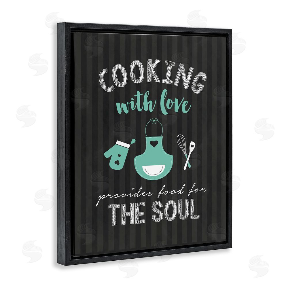 Lettered and Lined Food For Soul Black & Green Black Floating Frame Canvas Wall Art Print