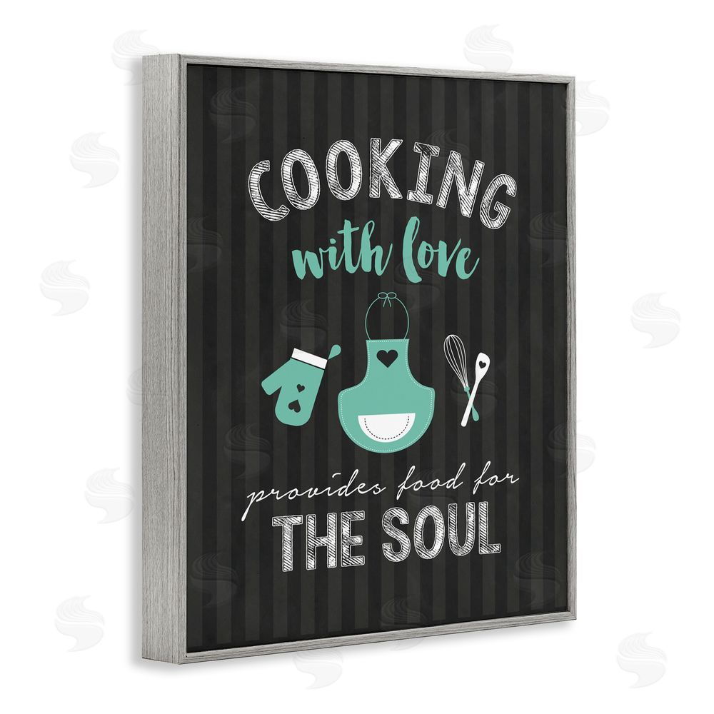 Lettered and Lined Food For Soul Black & Green Gray Framed Giclee Print Wall Art