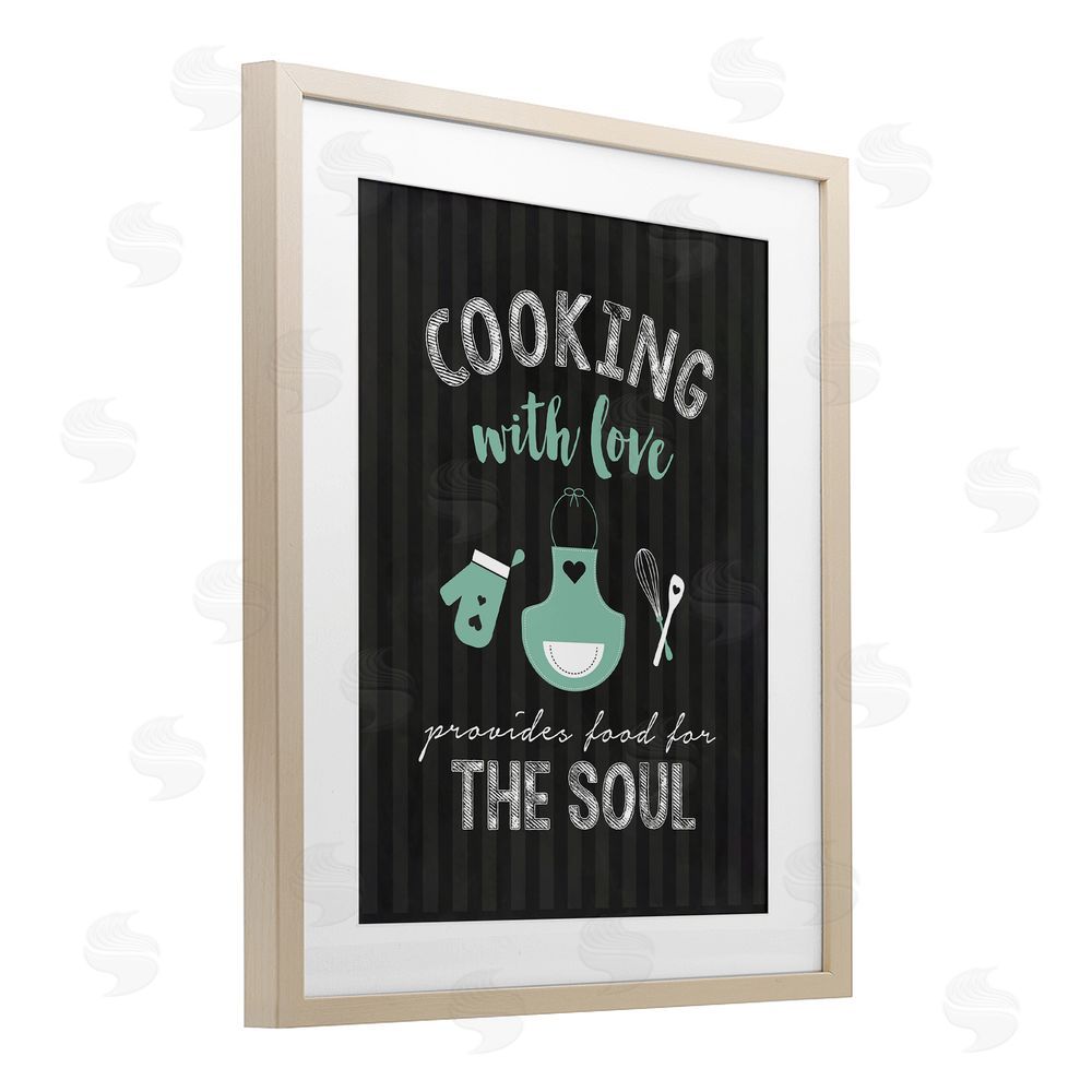 Lettered and Lined Food For Soul Black & Green Brown Framed Print Under Glass Wall Art