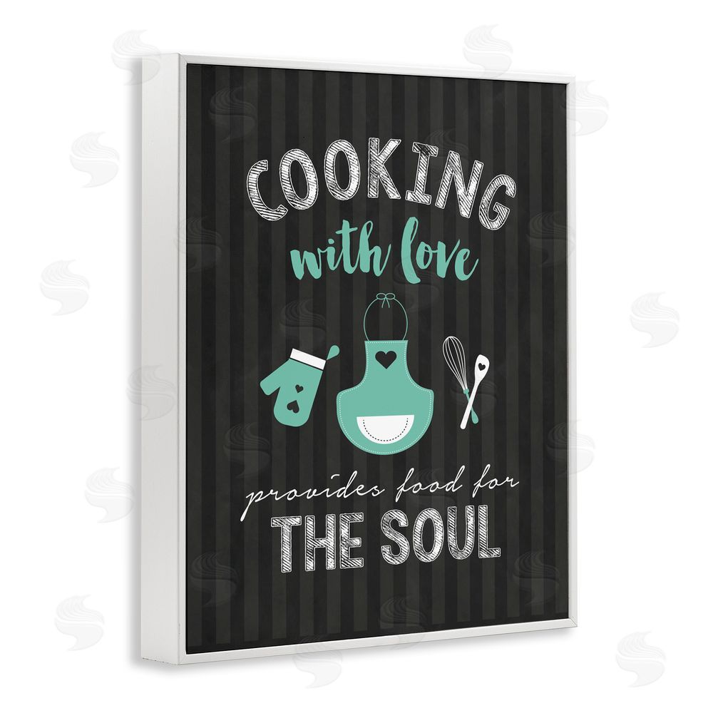 Lettered and Lined Food For Soul Black & Green White Framed Giclee Print Wall Art