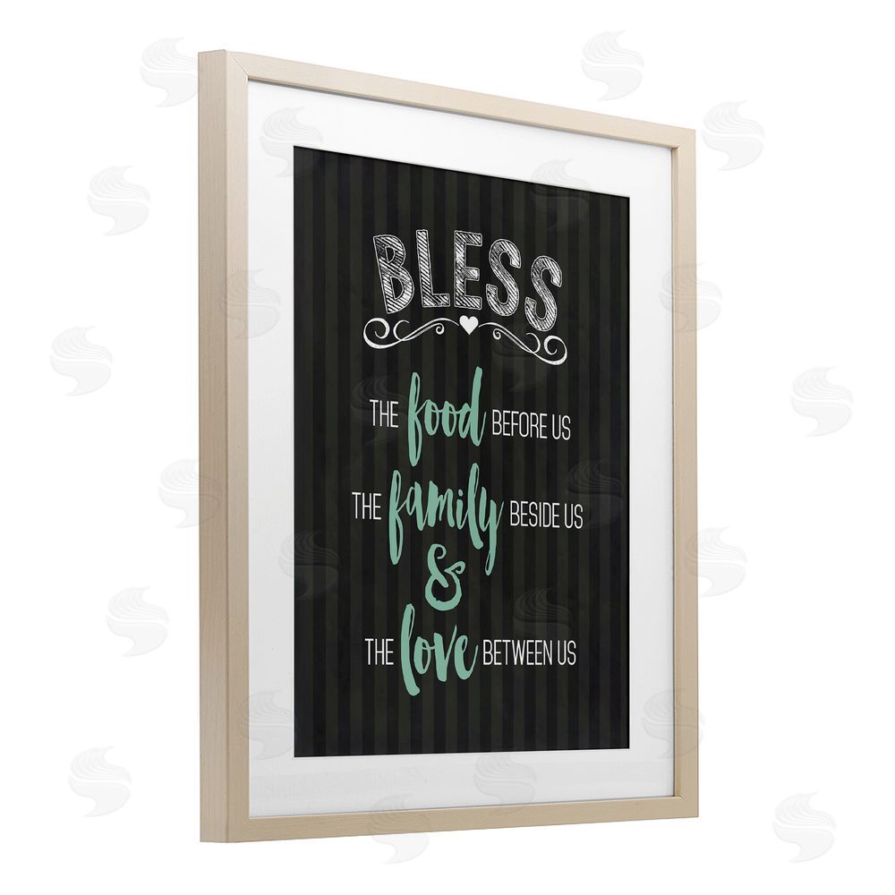 Lettered and Lined Bless The Food Family & Love Brown Framed Print Under Glass Wall Art