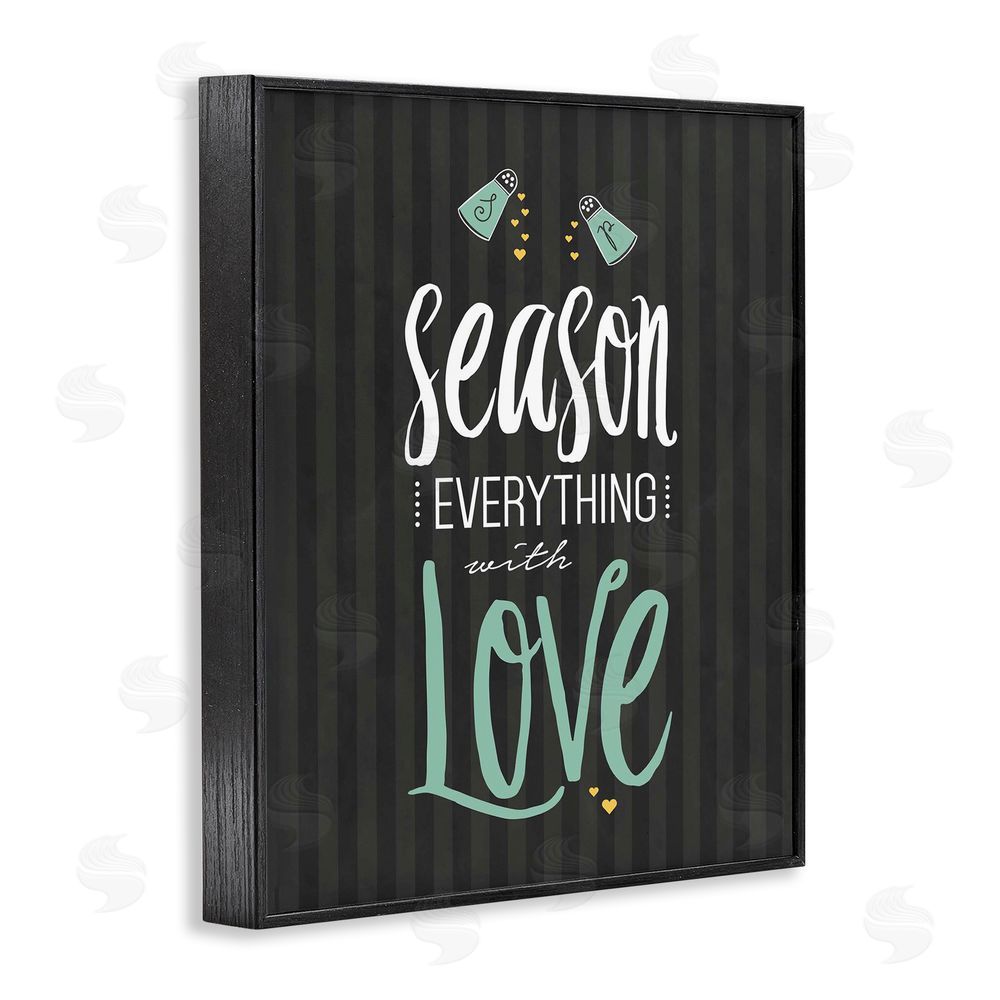 Lettered and Lined Season With Love Black & Green Black Framed Giclee Print Wall Art
