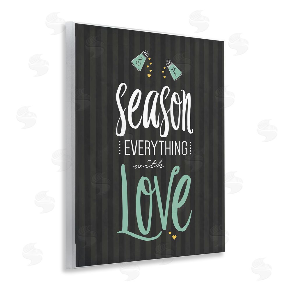 Lettered and Lined Season With Love Black & Green Wooden Wall Plaque Art Print