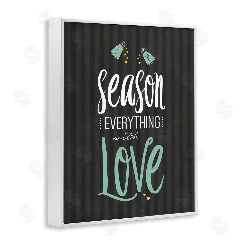 Lettered and Lined Season With Love Black & Green White Framed Giclee Print Wall Art