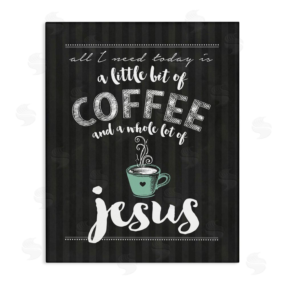 Lettered and Lined Little Coffee & Whole Lot Of Jesus Stretched Canvas Wall Art Print