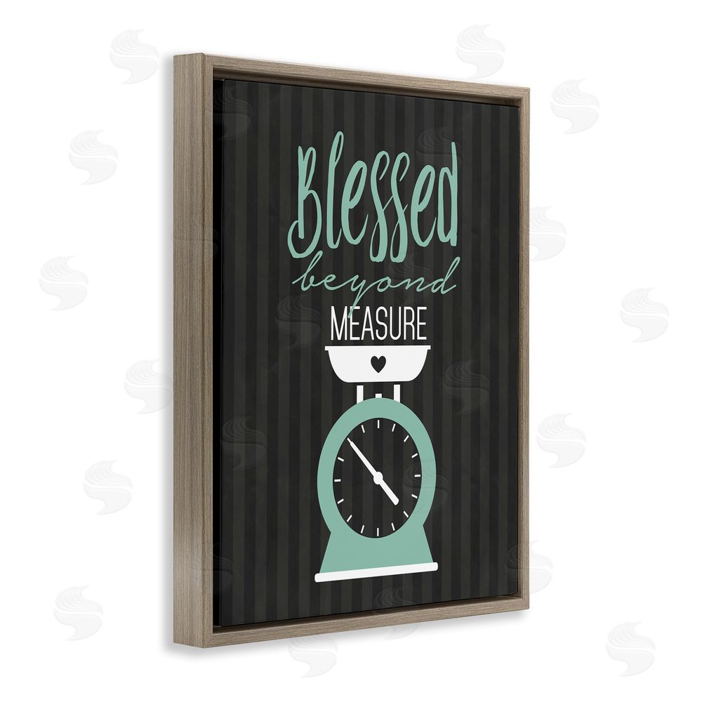 Lettered and Lined Blessed Beyond Measure Scale Brown Floating Frame Canvas Wall Art Print