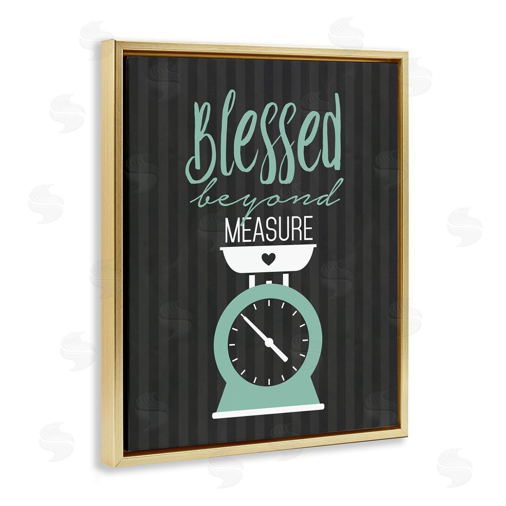 Lettered and Lined Blessed Beyond Measure Scale Gold Floating Frame Canvas Wall Art Print