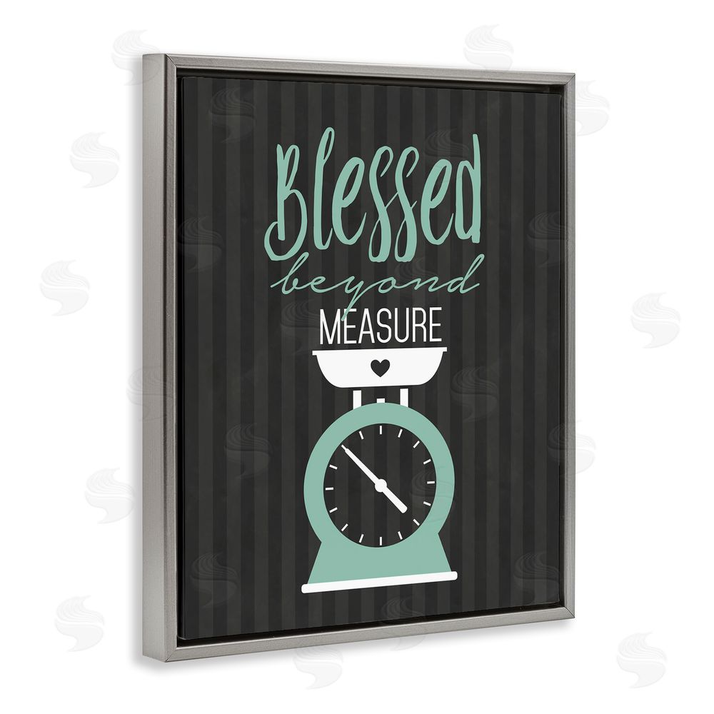 Lettered and Lined Blessed Beyond Measure Scale Gray Floating Frame Canvas Wall Art Print