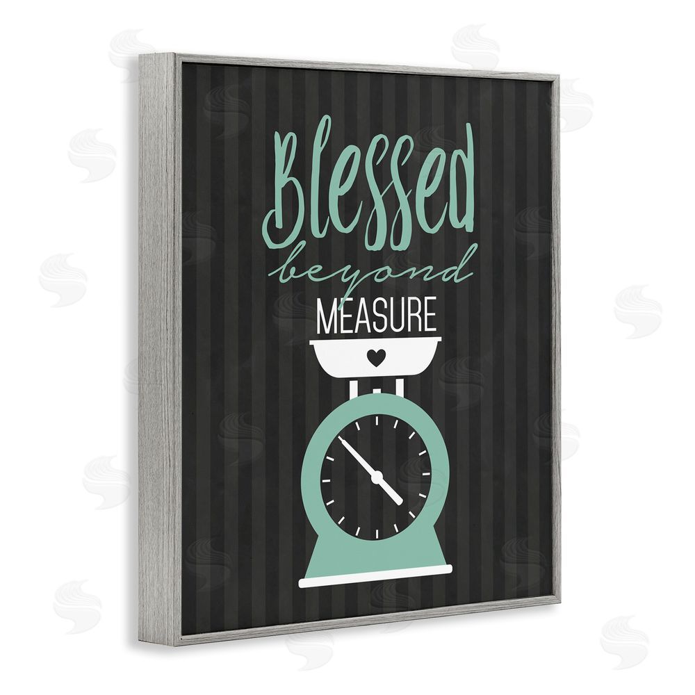 Lettered and Lined Blessed Beyond Measure Scale Gray Framed Giclee Print Wall Art