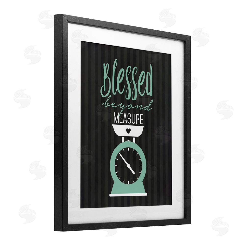 Lettered and Lined Blessed Beyond Measure Scale Black Framed Print Under Glass Wall Art