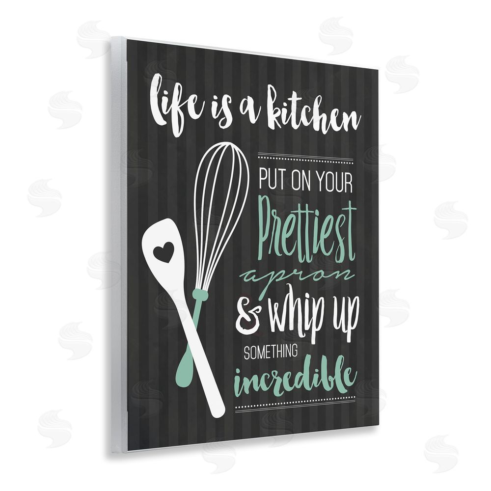 Lettered and Lined Life Is A Kitchen Motivational Wooden Wall Plaque Art Print
