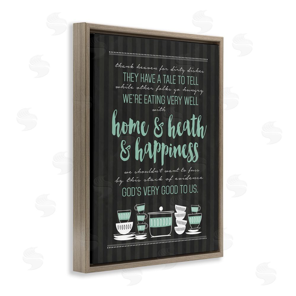 Lettered and Lined God's Good To Us Kitchen Brown Floating Frame Canvas Wall Art Print