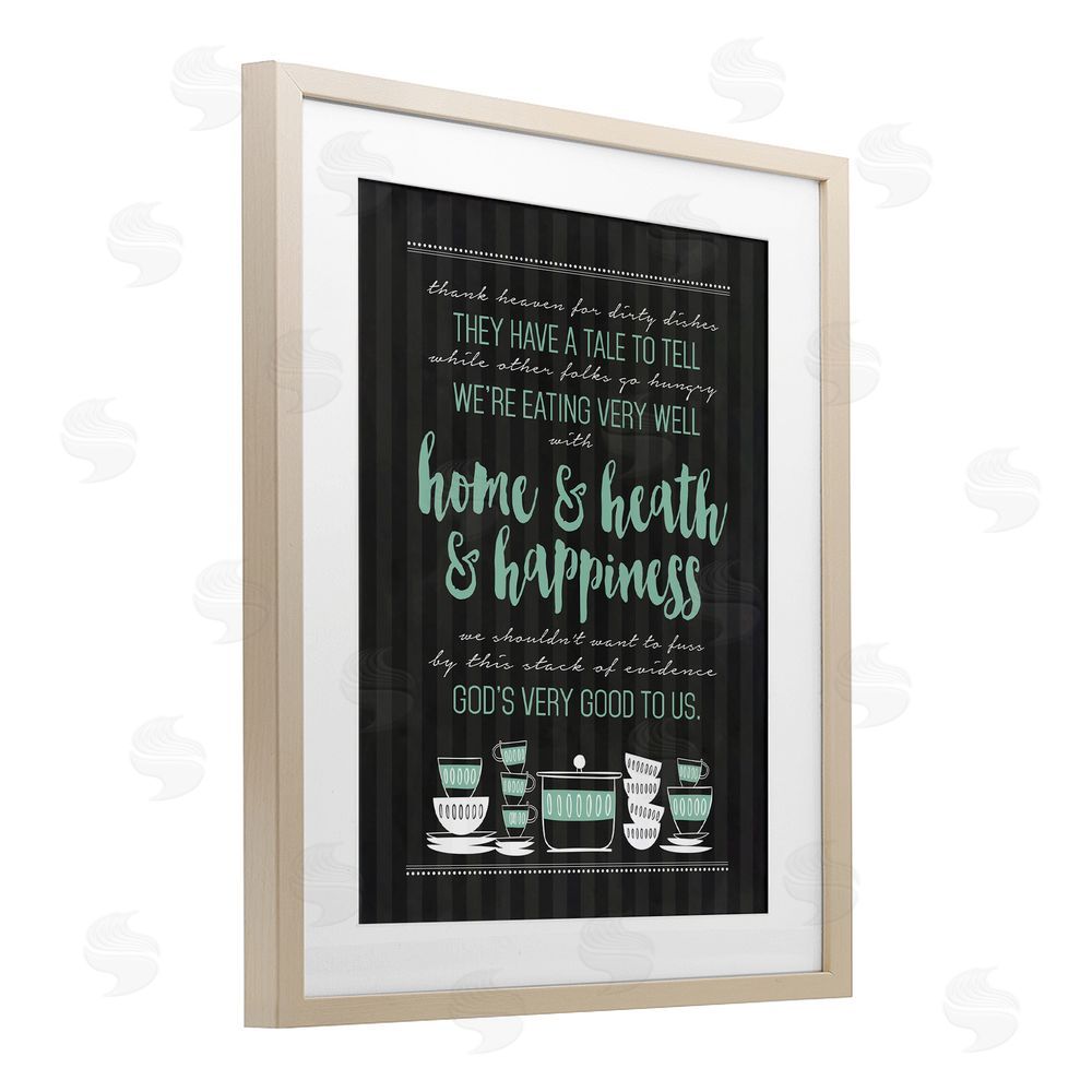 Lettered and Lined God's Good To Us Kitchen Brown Framed Print Under Glass Wall Art