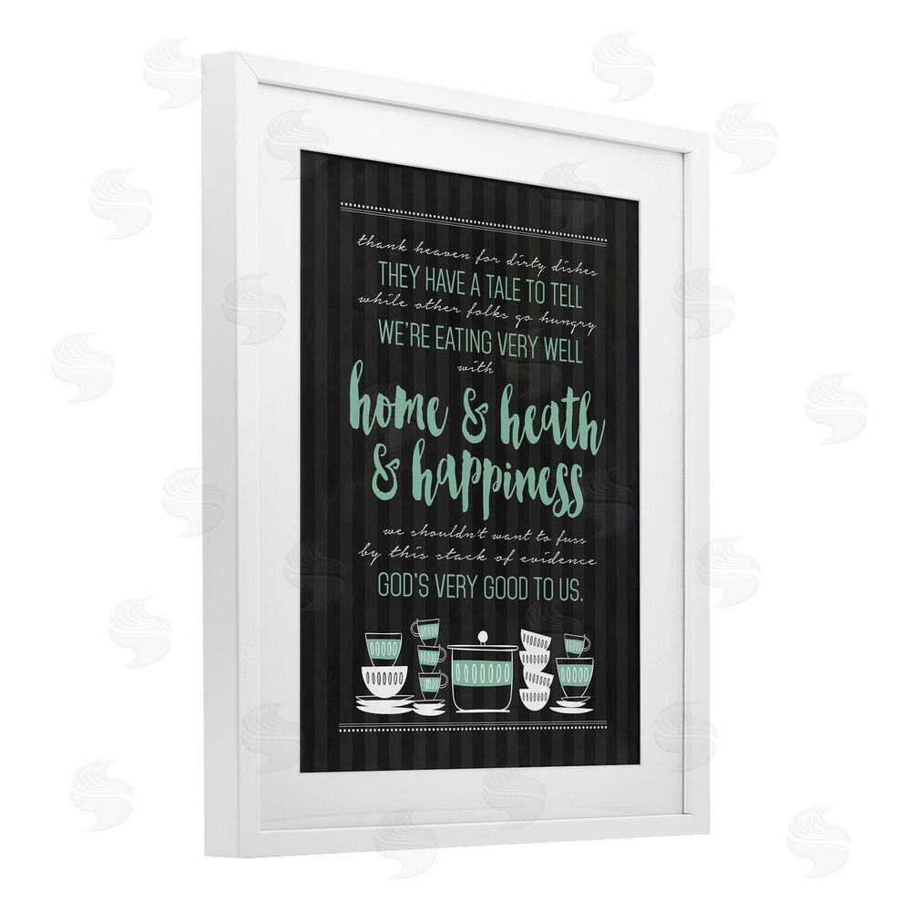 Lettered and Lined God's Good To Us Kitchen White Framed Print Under Glass Wall Art