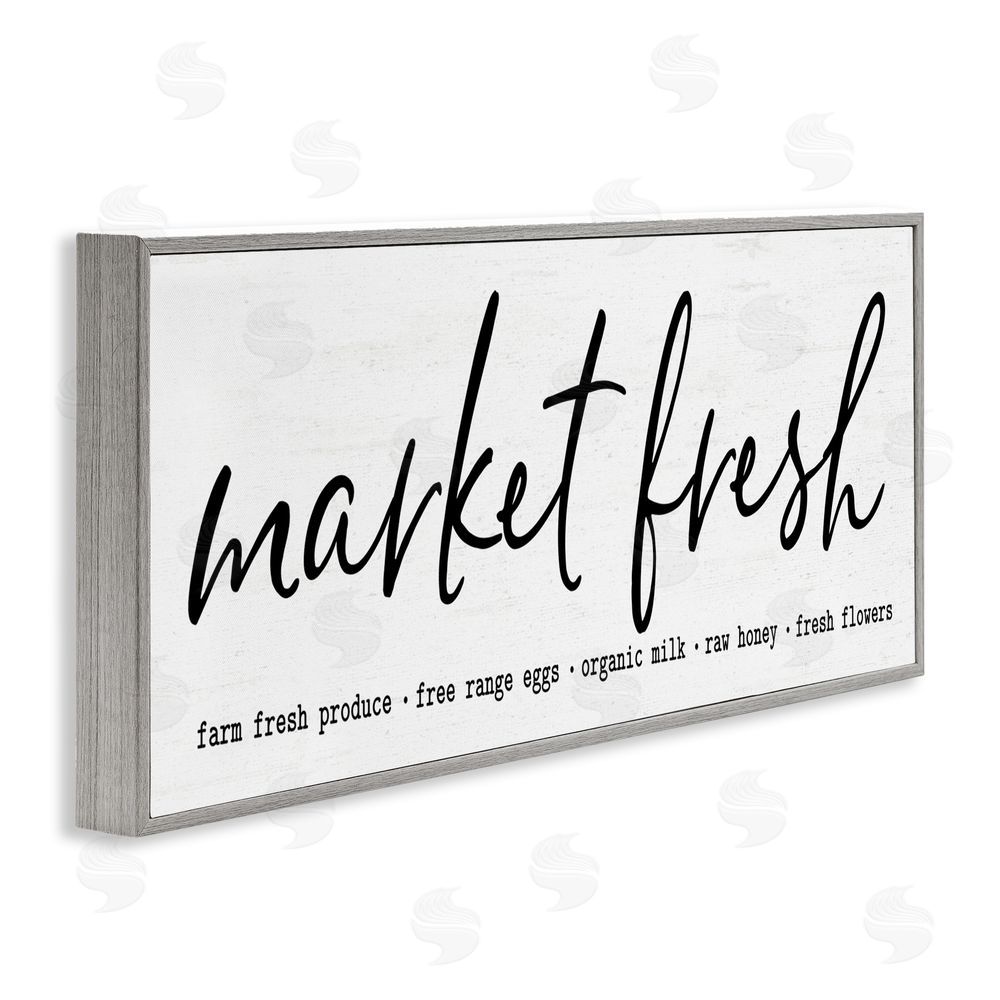 Lettered and Lined Market Fresh Organic Gray Framed Giclee Print Wall Art