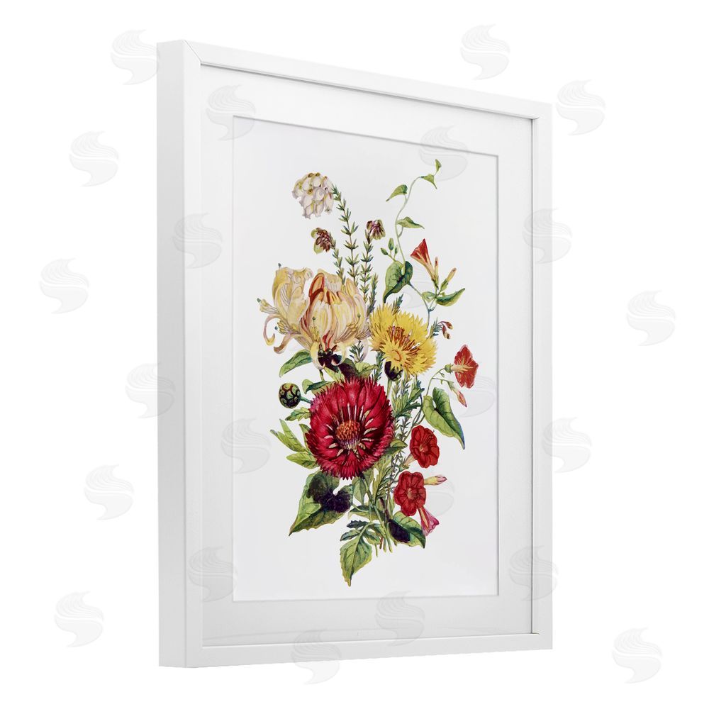 Lettered and Lined Bundle Of Wild Florals White Framed Print Under Glass Wall Art