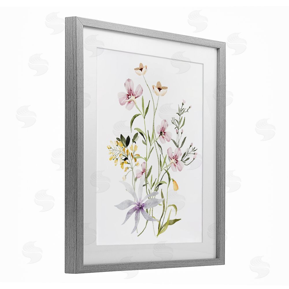 Lettered and Lined Floral Foliage Bundle Gray Framed Print Under Glass Wall Art