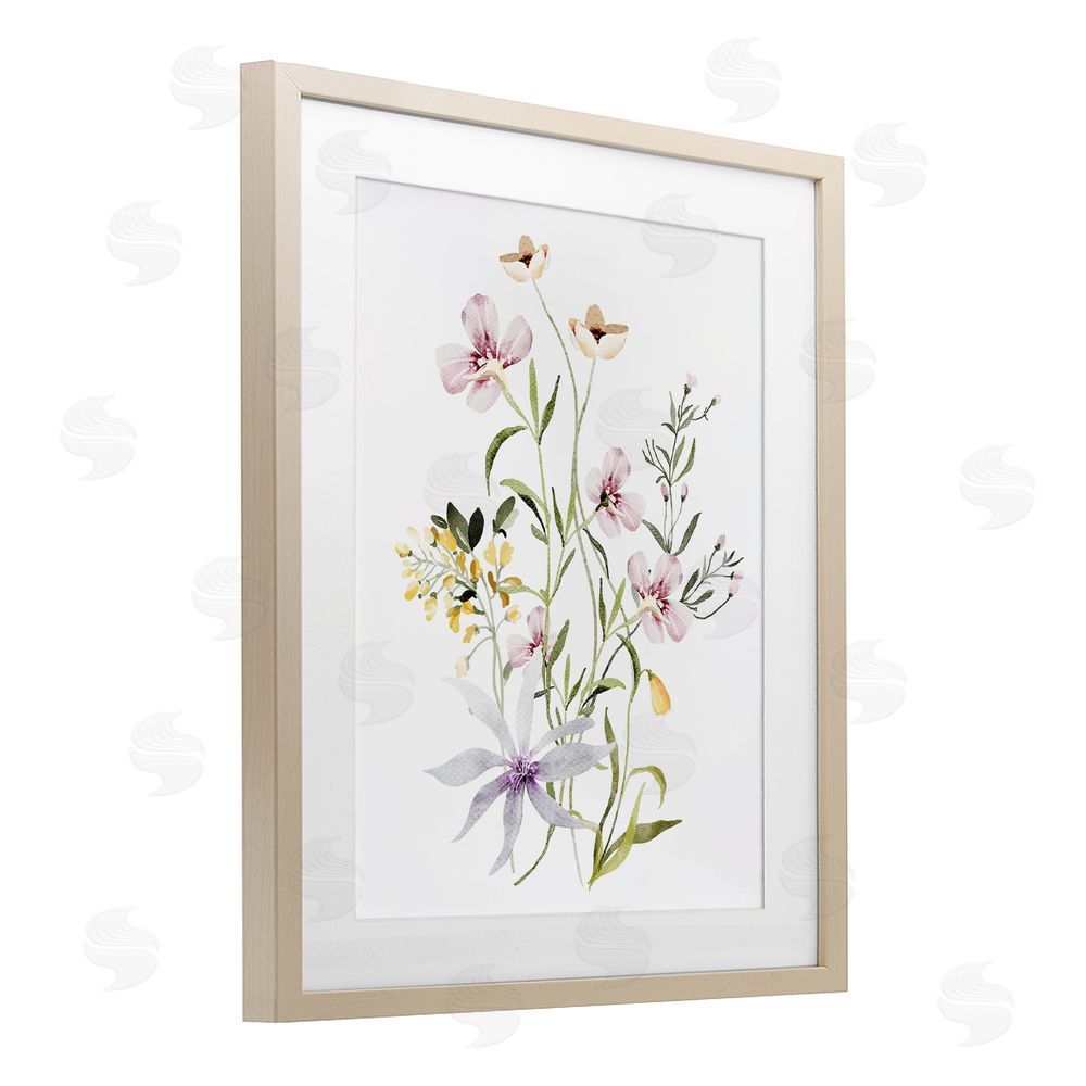 Lettered and Lined Floral Foliage Bundle Brown Framed Print Under Glass Wall Art