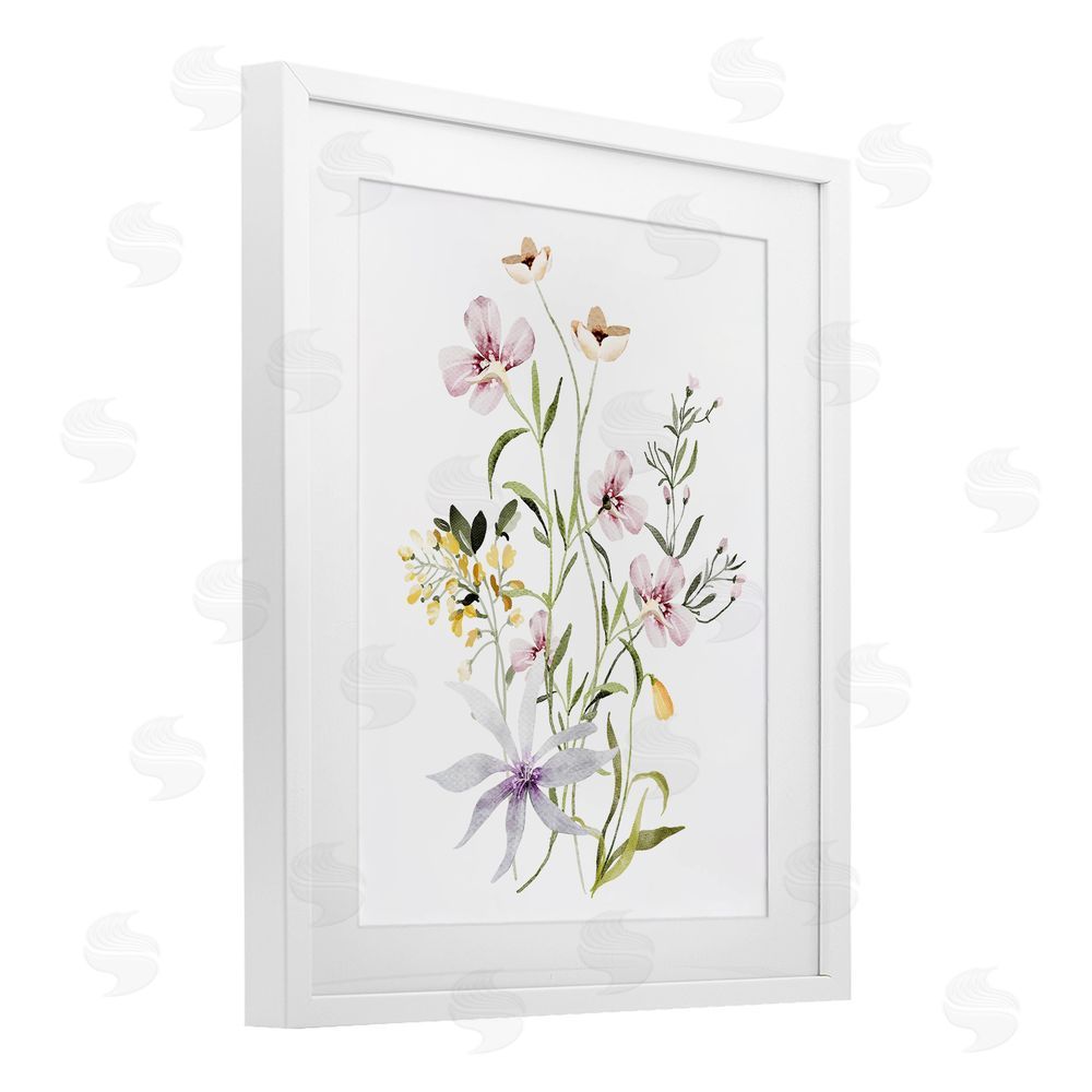 Lettered and Lined Floral Foliage Bundle White Framed Print Under Glass Wall Art