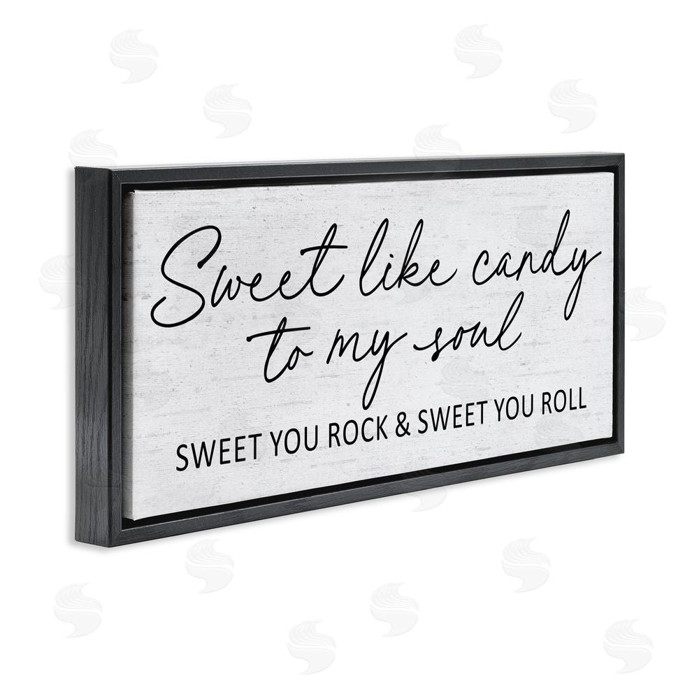 Lettered and Lined Sweet Like Candy Song Lyrics Black Floating Frame Canvas Wall Art Print