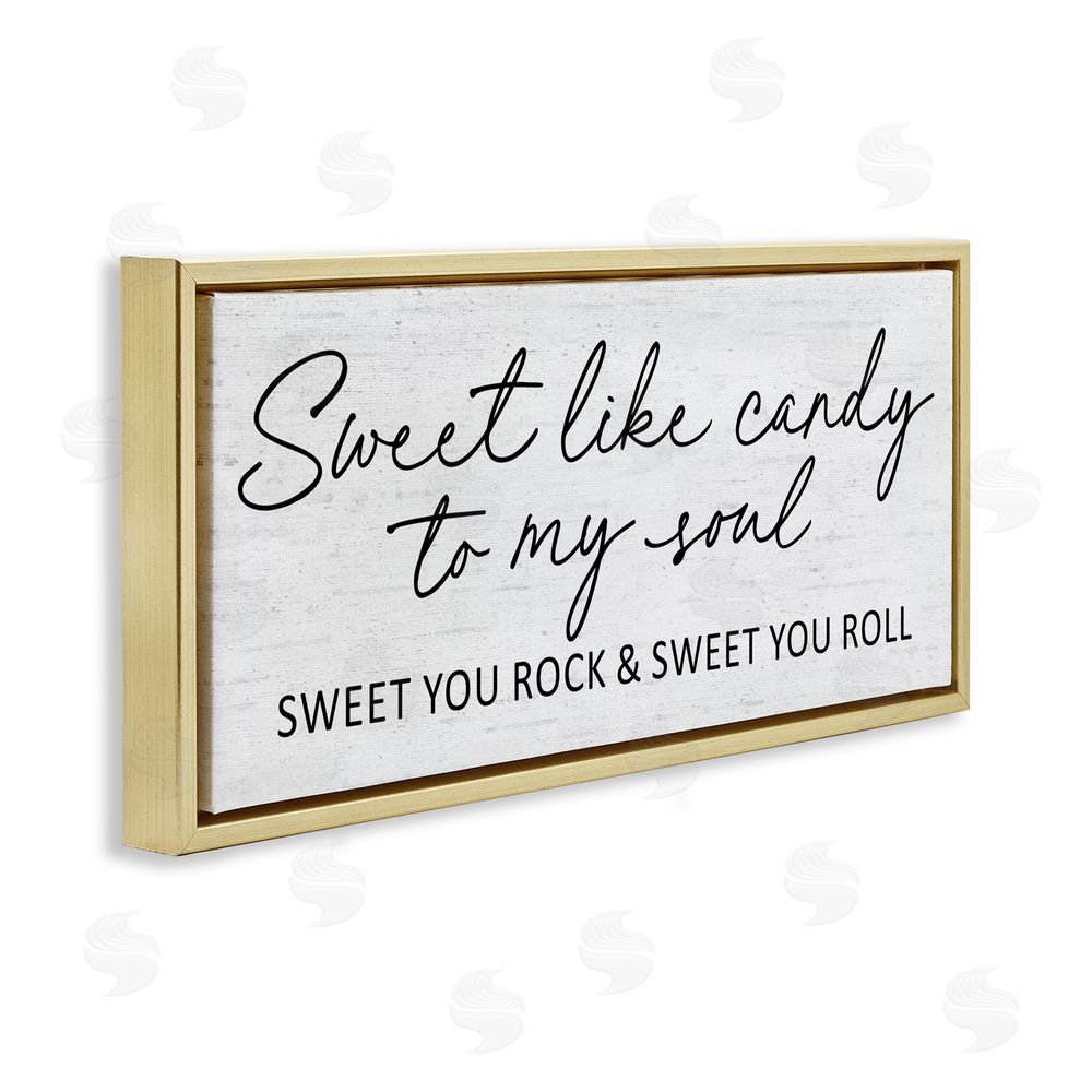 Lettered and Lined Sweet Like Candy Song Lyrics Gold Floating Frame Canvas Wall Art Print