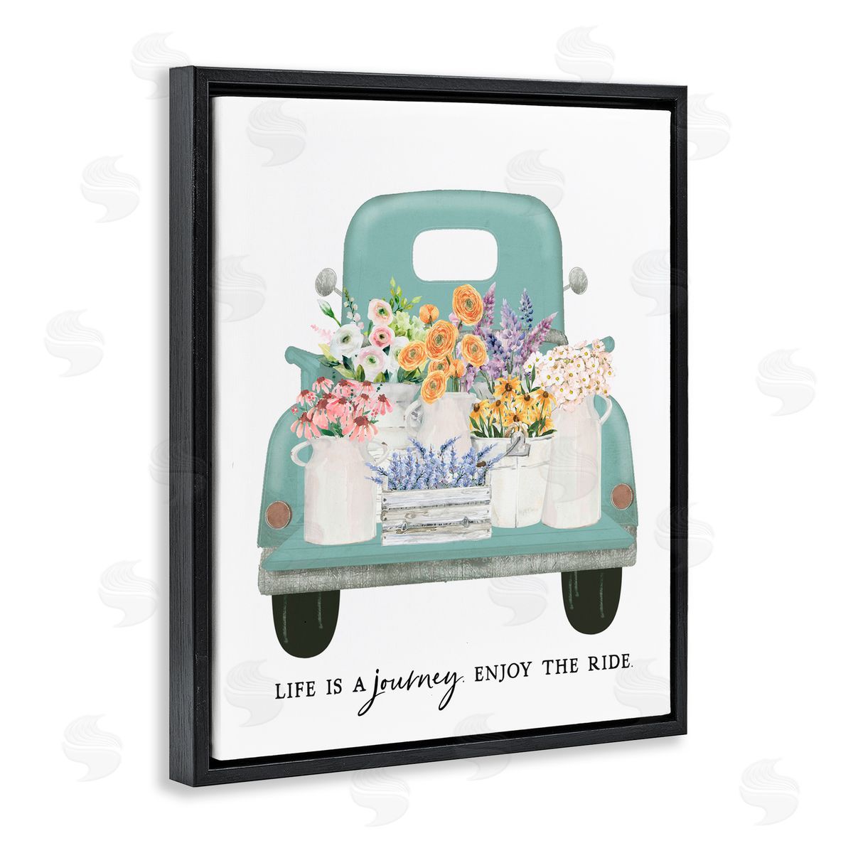 Lettered and Lined Enjoy The Ride Truck Black Floating Frame Canvas Wall Art Print