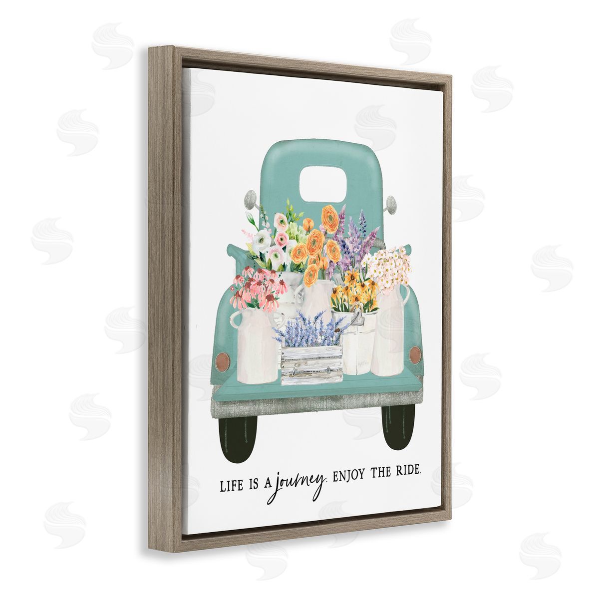 Lettered and Lined Enjoy The Ride Truck Brown Floating Frame Canvas Wall Art Print