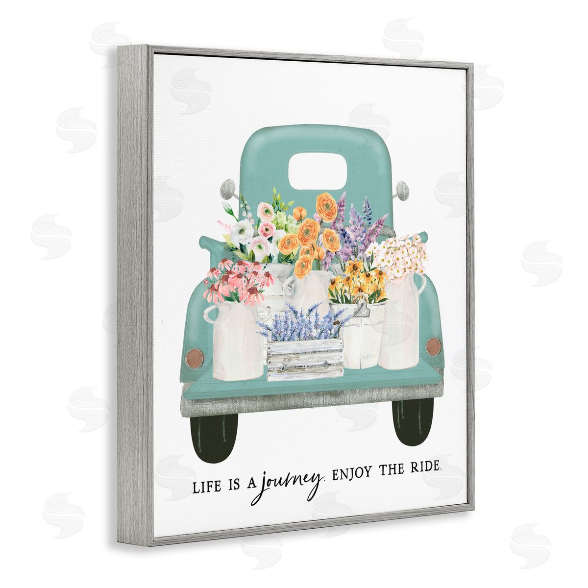 Lettered and Lined Enjoy The Ride Truck Gray Framed Giclee Print Wall Art