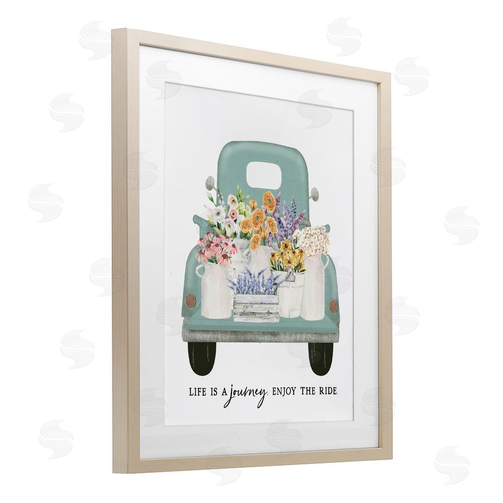 Lettered and Lined Enjoy The Ride Truck Brown Framed Print Under Glass Wall Art