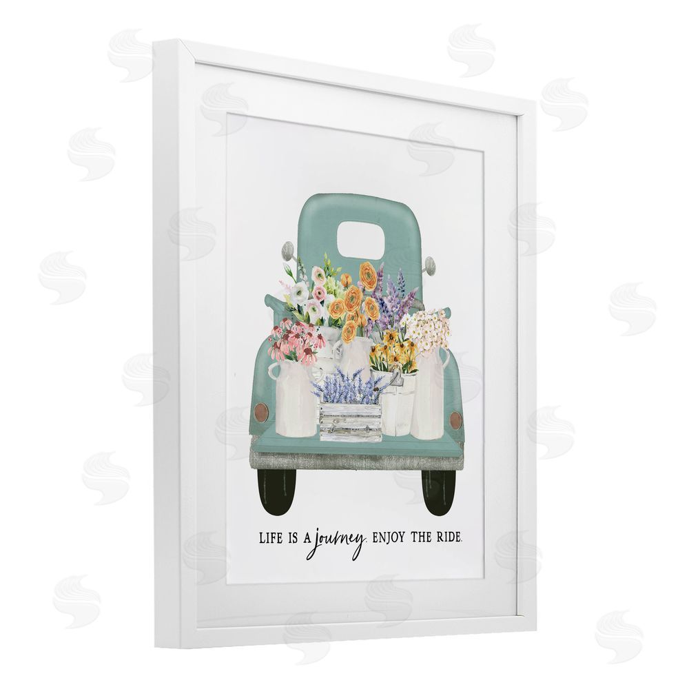 Lettered and Lined Enjoy The Ride Truck White Framed Print Under Glass Wall Art