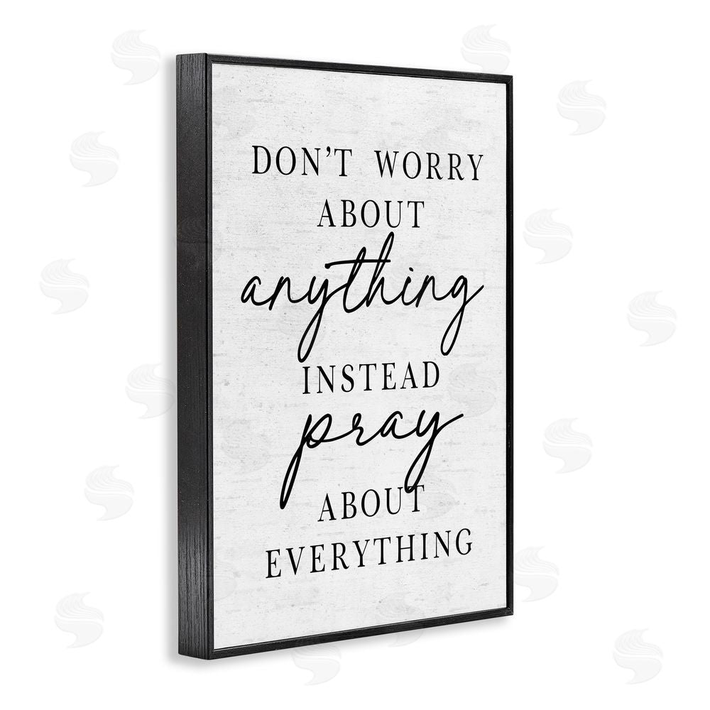 Lettered and Lined Pray Instead Of Worry Black Framed Giclee Print Wall Art