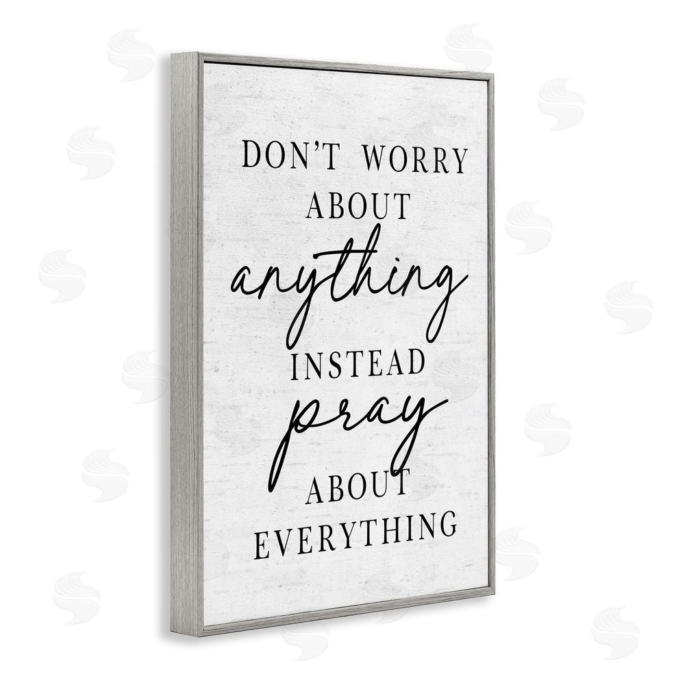 Lettered and Lined Pray Instead Of Worry Gray Framed Giclee Print Wall Art