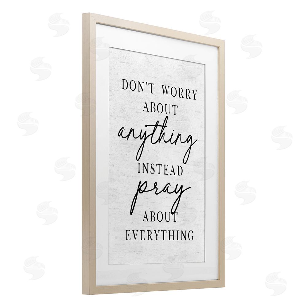 Lettered and Lined Pray Instead Of Worry Brown Framed Print Under Glass Wall Art