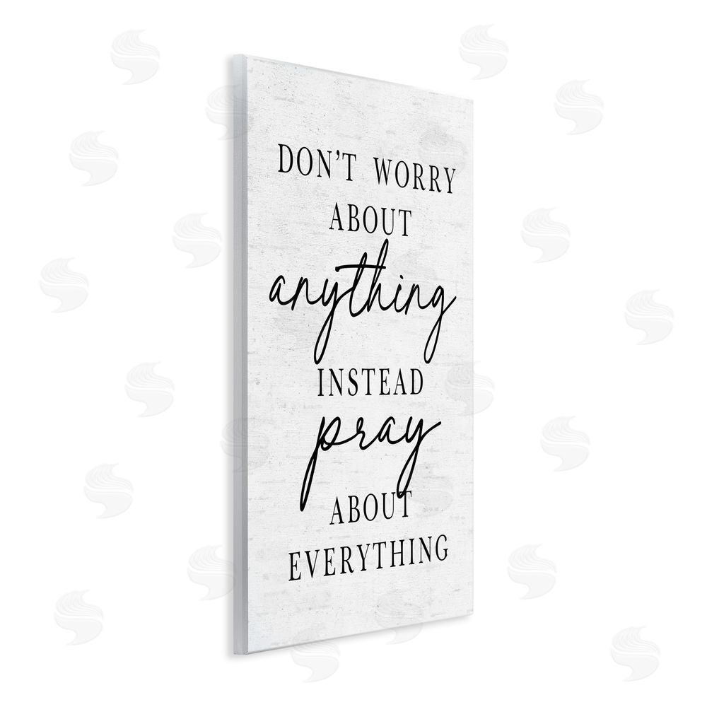 Lettered and Lined Pray Instead Of Worry Wooden Wall Plaque Art Print