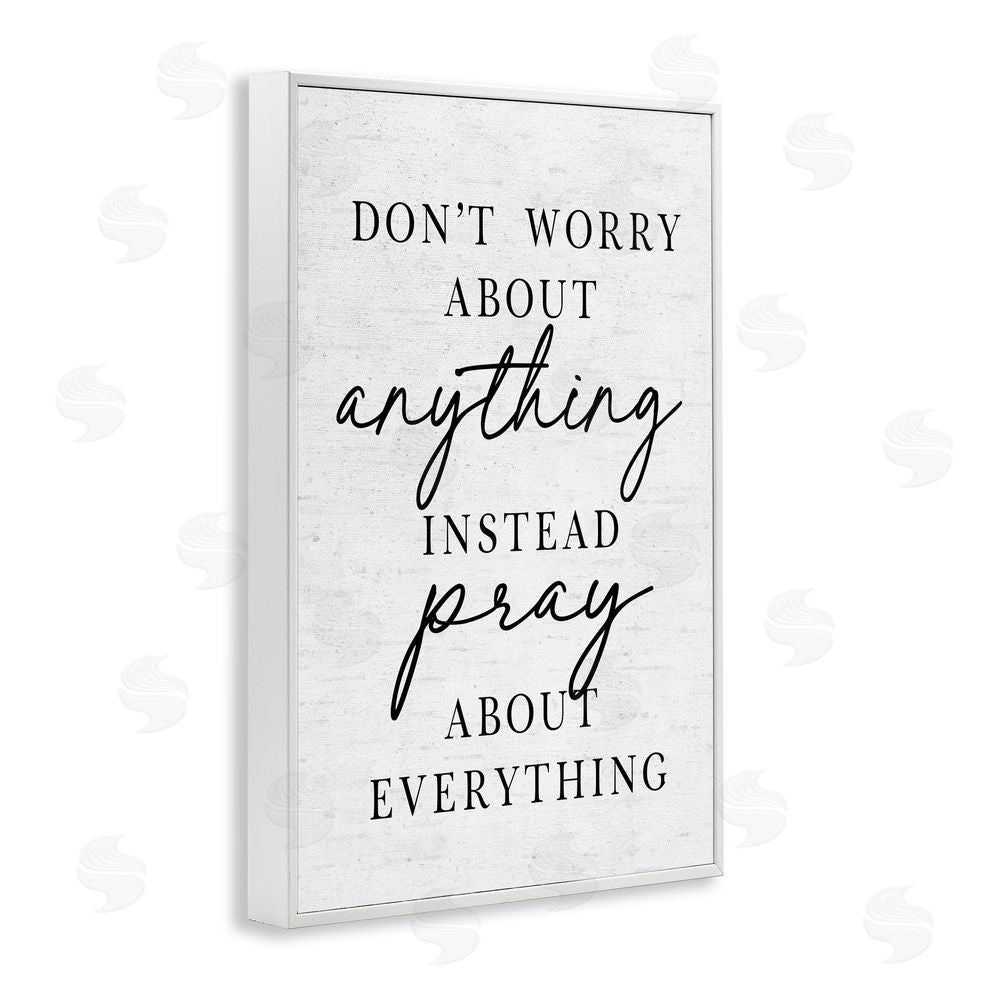 Lettered and Lined Pray Instead Of Worry White Framed Giclee Print Wall Art