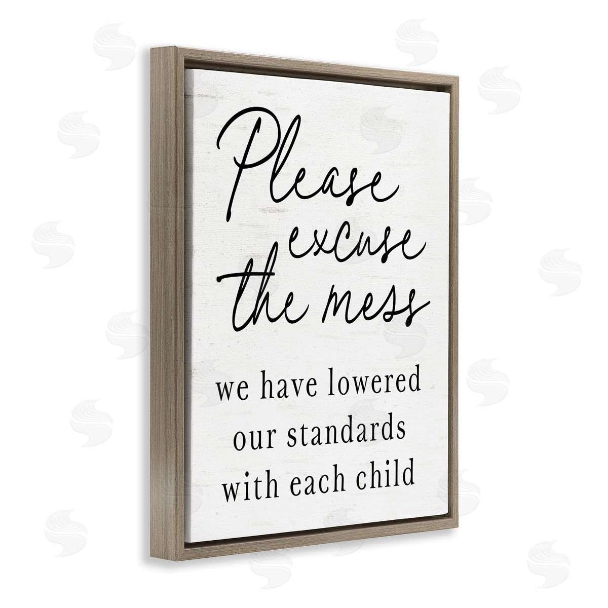 Lettered and Lined Lowered Stand With Each Child Brown Floating Frame Canvas Wall Art Print