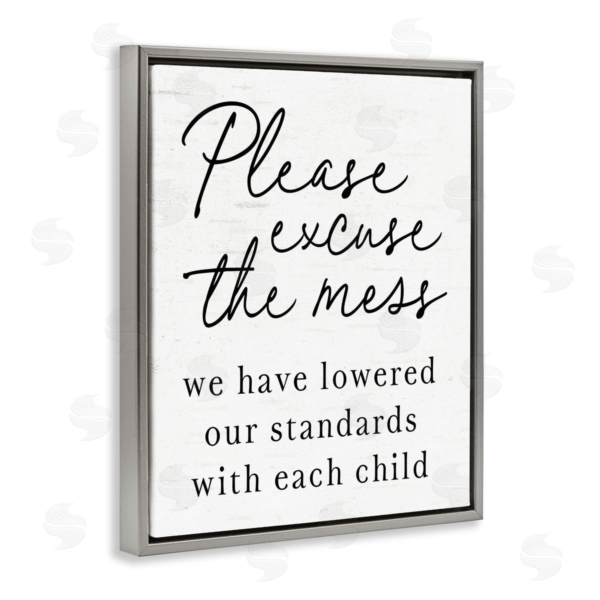 Lettered and Lined Lowered Stand With Each Child Gray Floating Frame Canvas Wall Art Print