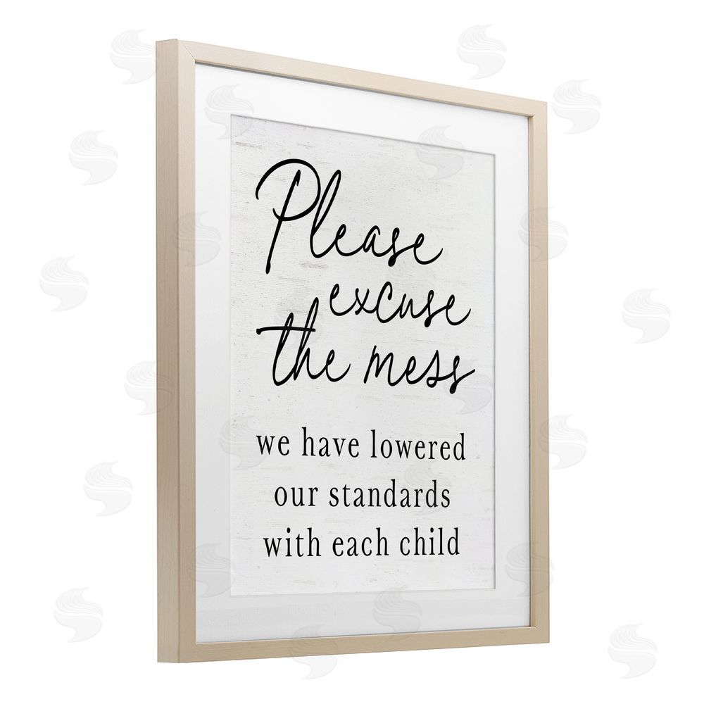 Lettered and Lined Lowered Stand With Each Child Brown Framed Print Under Glass Wall Art