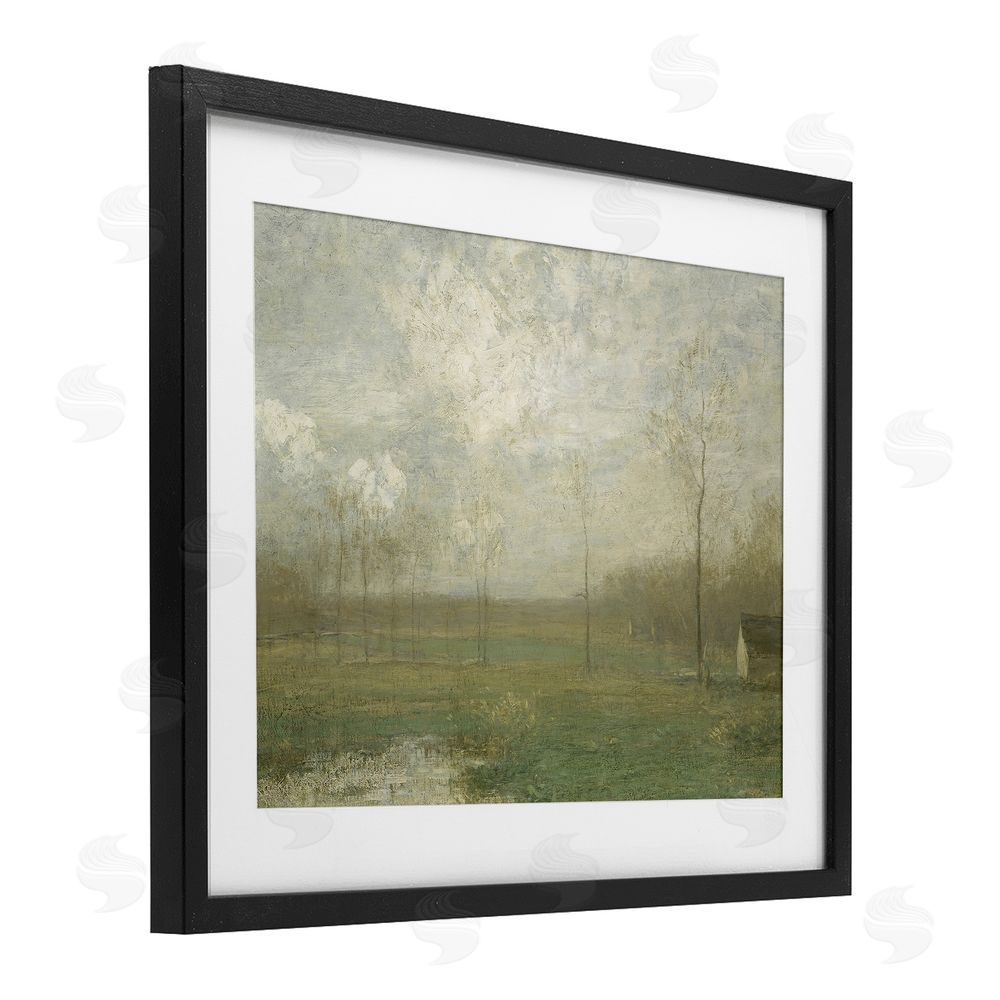 Lettered and Lined Hazy Farmland View Black Framed Print Under Glass Wall Art