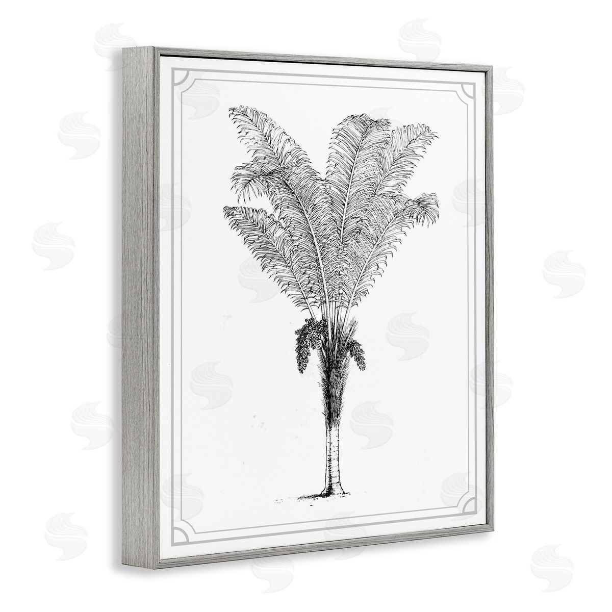 Lettered and Lined Vintage & Minimal Palm Gray Framed Giclee Print Wall Art