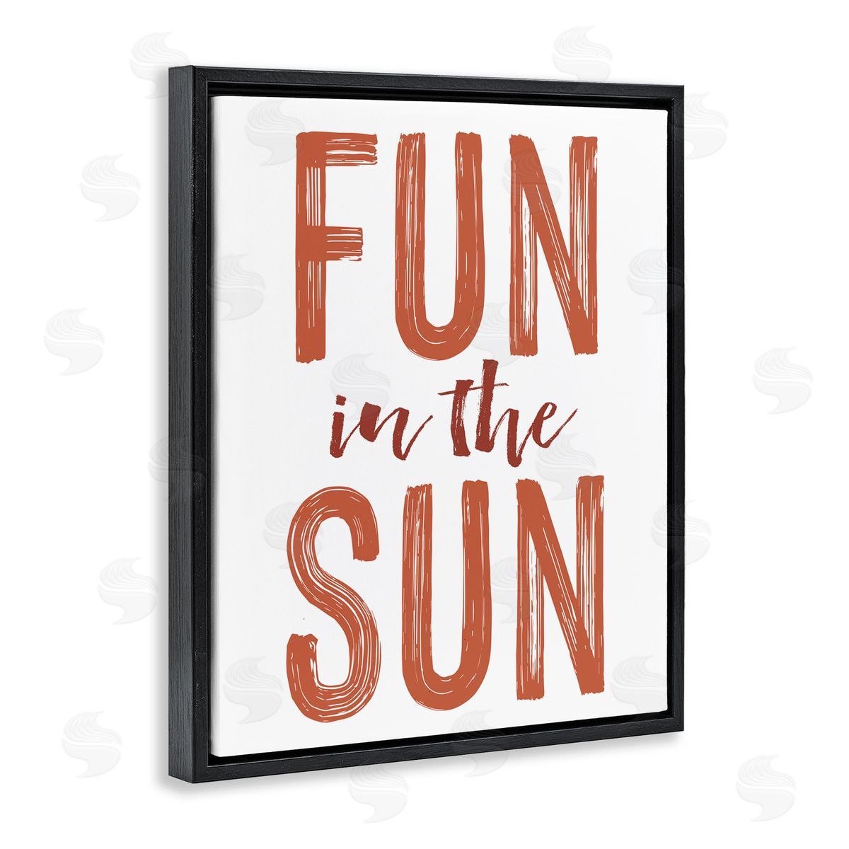 Lettered and Lined Summer Sentiment Fun In Sun Black Floating Frame Canvas Wall Art Print