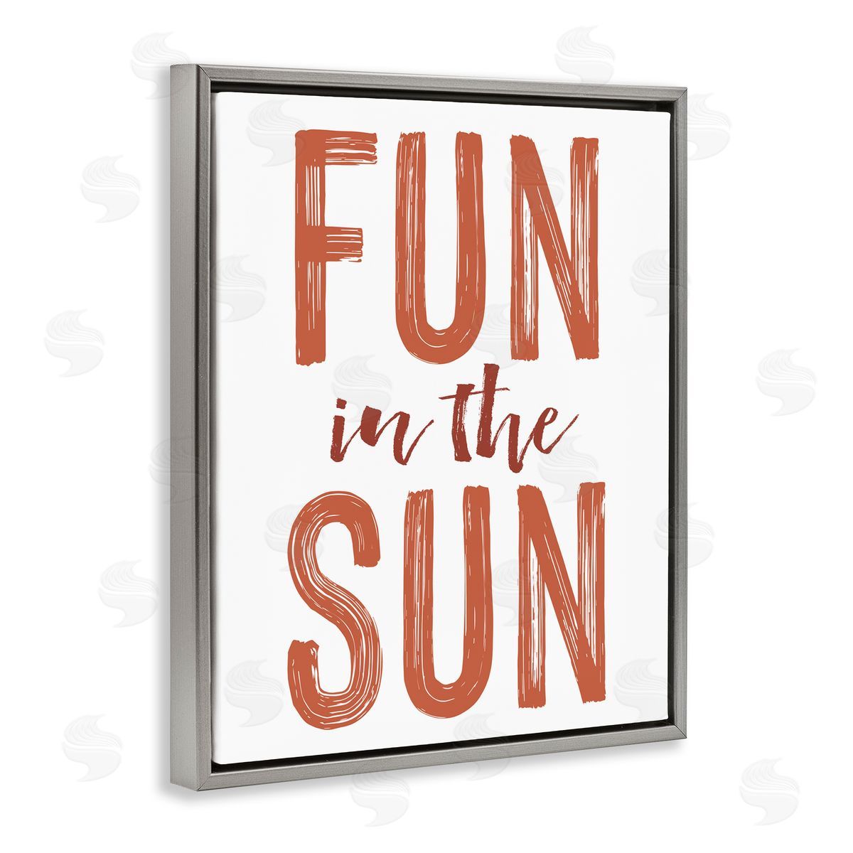 Lettered and Lined Summer Sentiment Fun In Sun Gray Floating Frame Canvas Wall Art Print