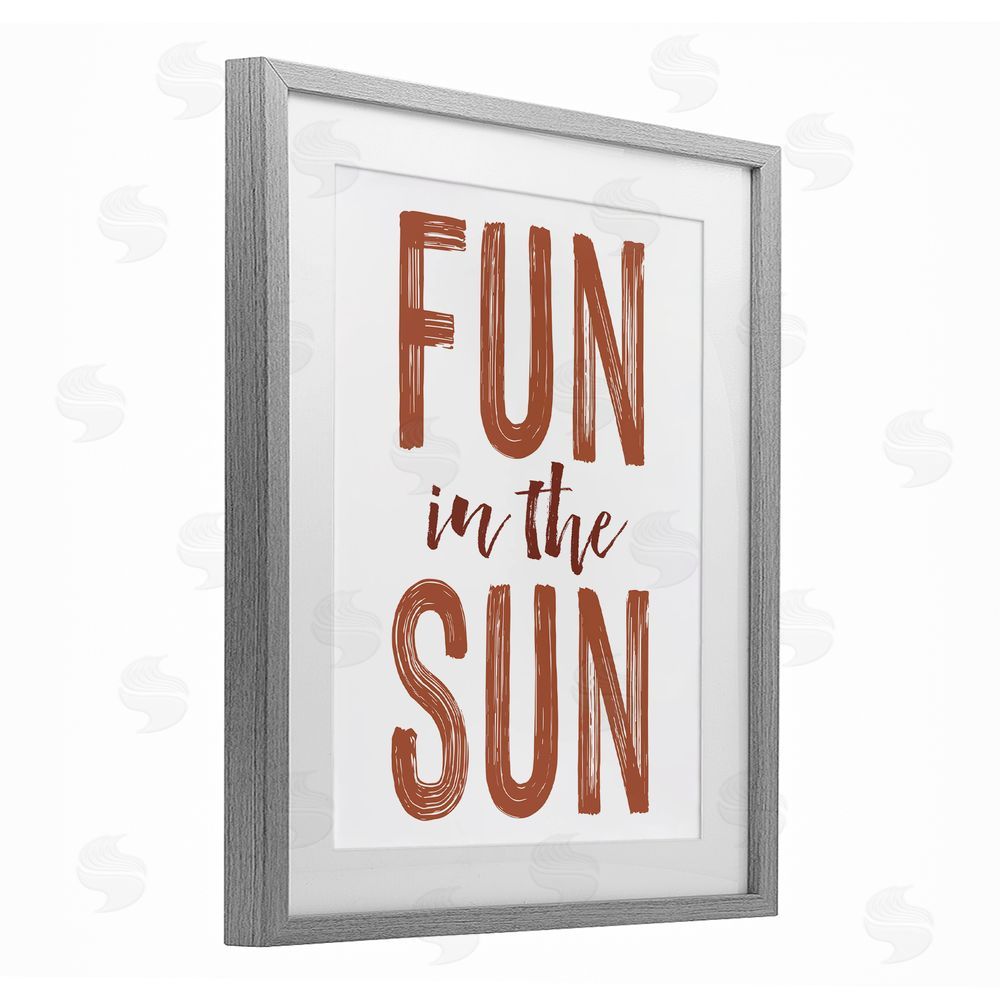 Lettered and Lined Summer Sentiment Fun In Sun Gray Framed Print Under Glass Wall Art